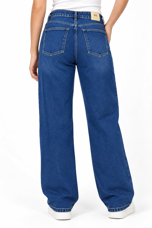 Blue Denim Straight Fit Flare Jeans