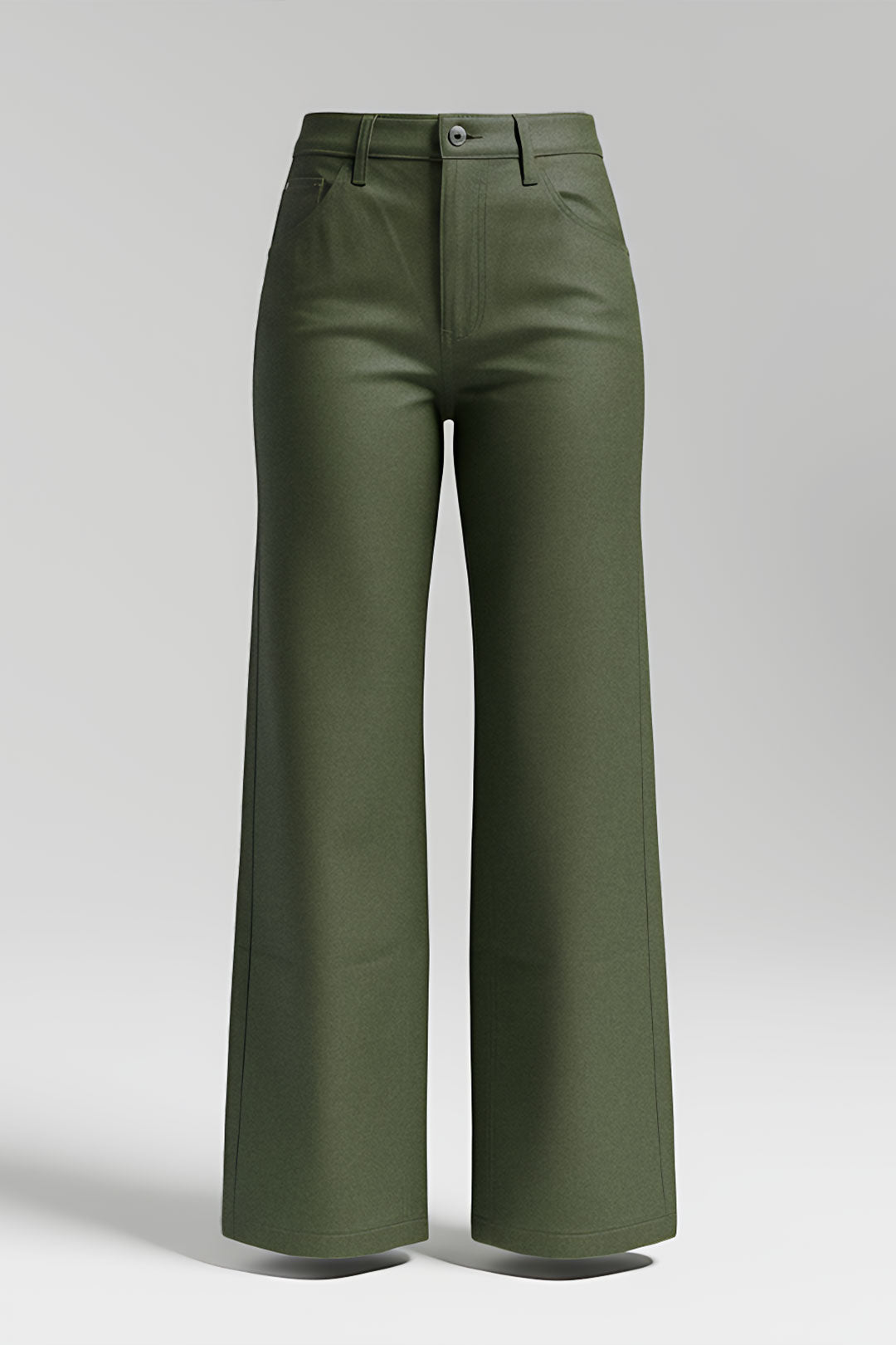 Olive Green Flare Cotton Jeans