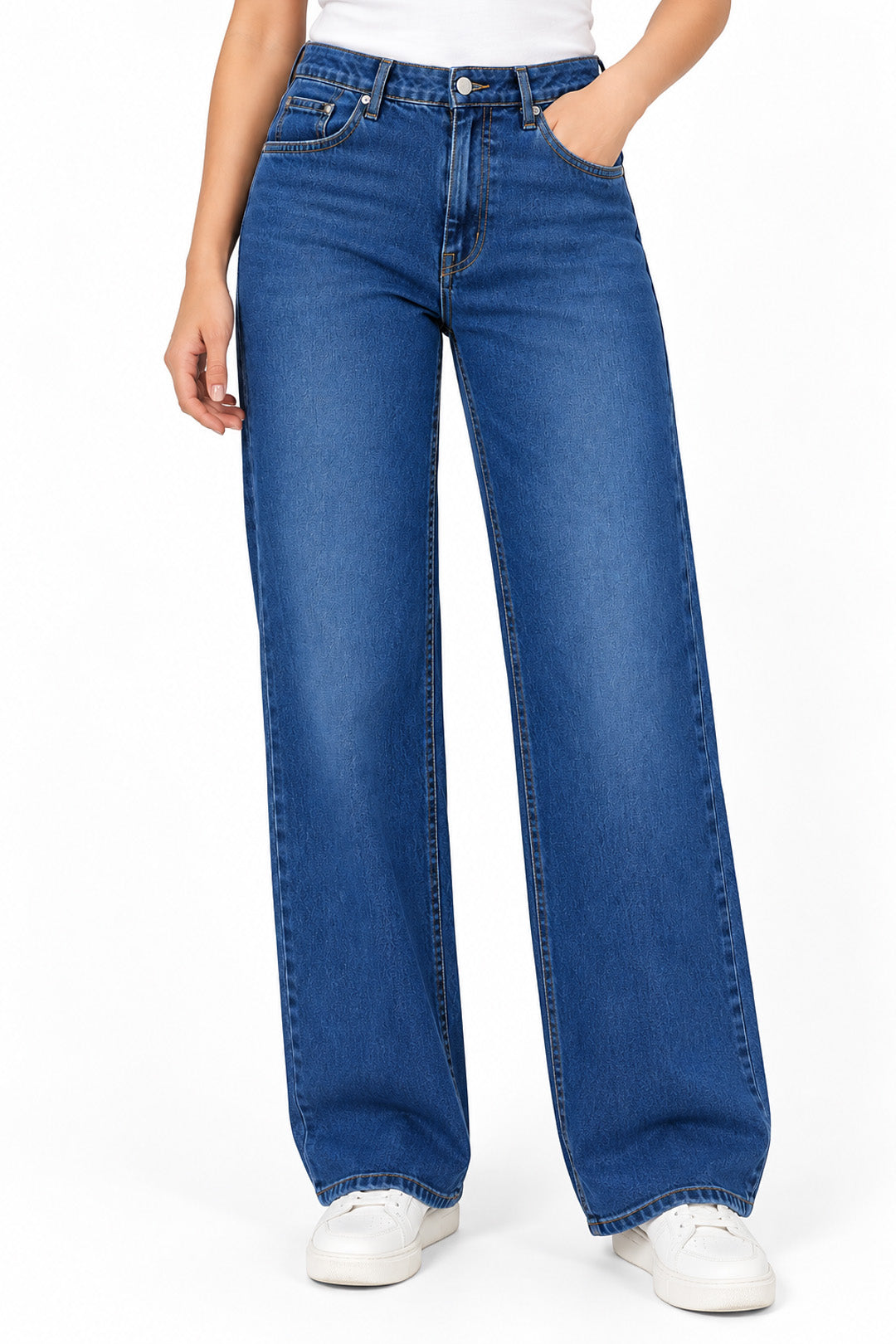 Blue Denim Straight Fit Flare Jeans