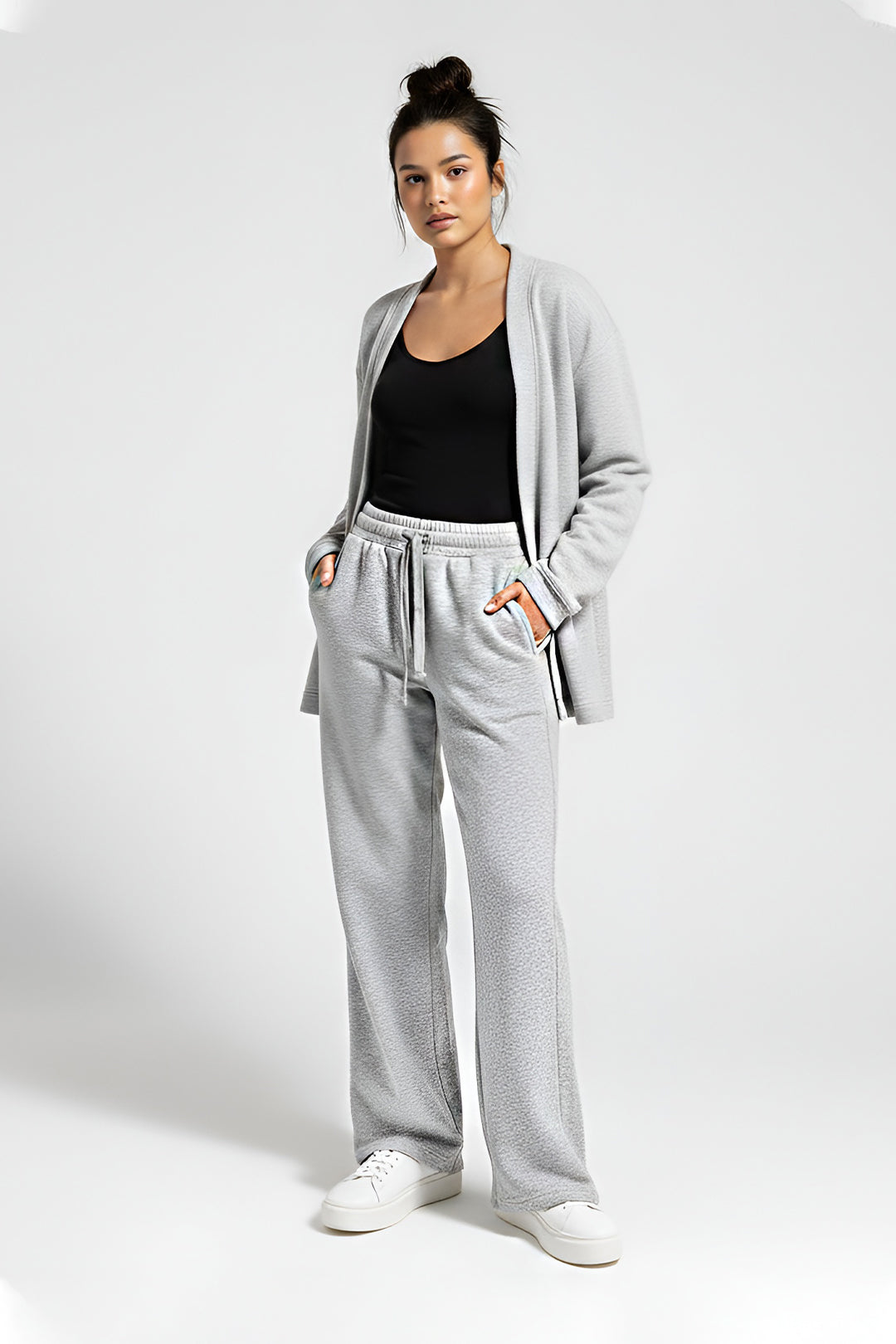 Light Grey Flare Fleece Trouser