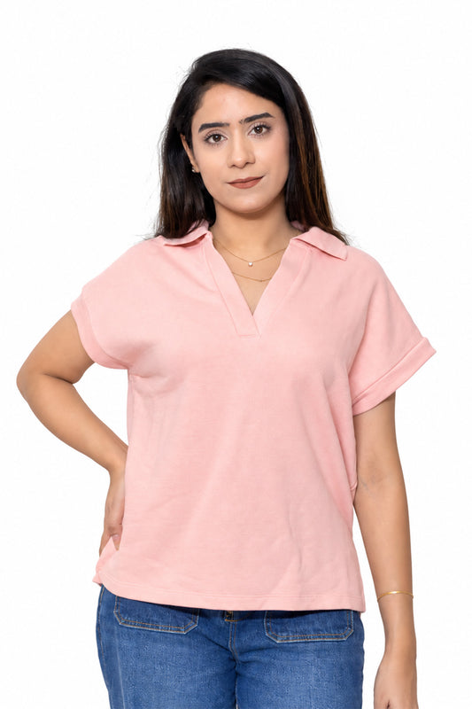 Pink Sleeveless Terry Woman Polo