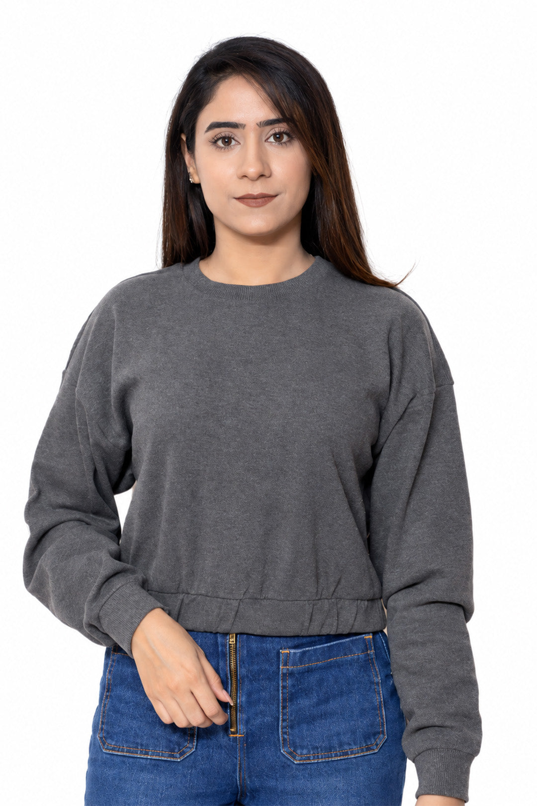 Grey Jersey Crop Shirt
