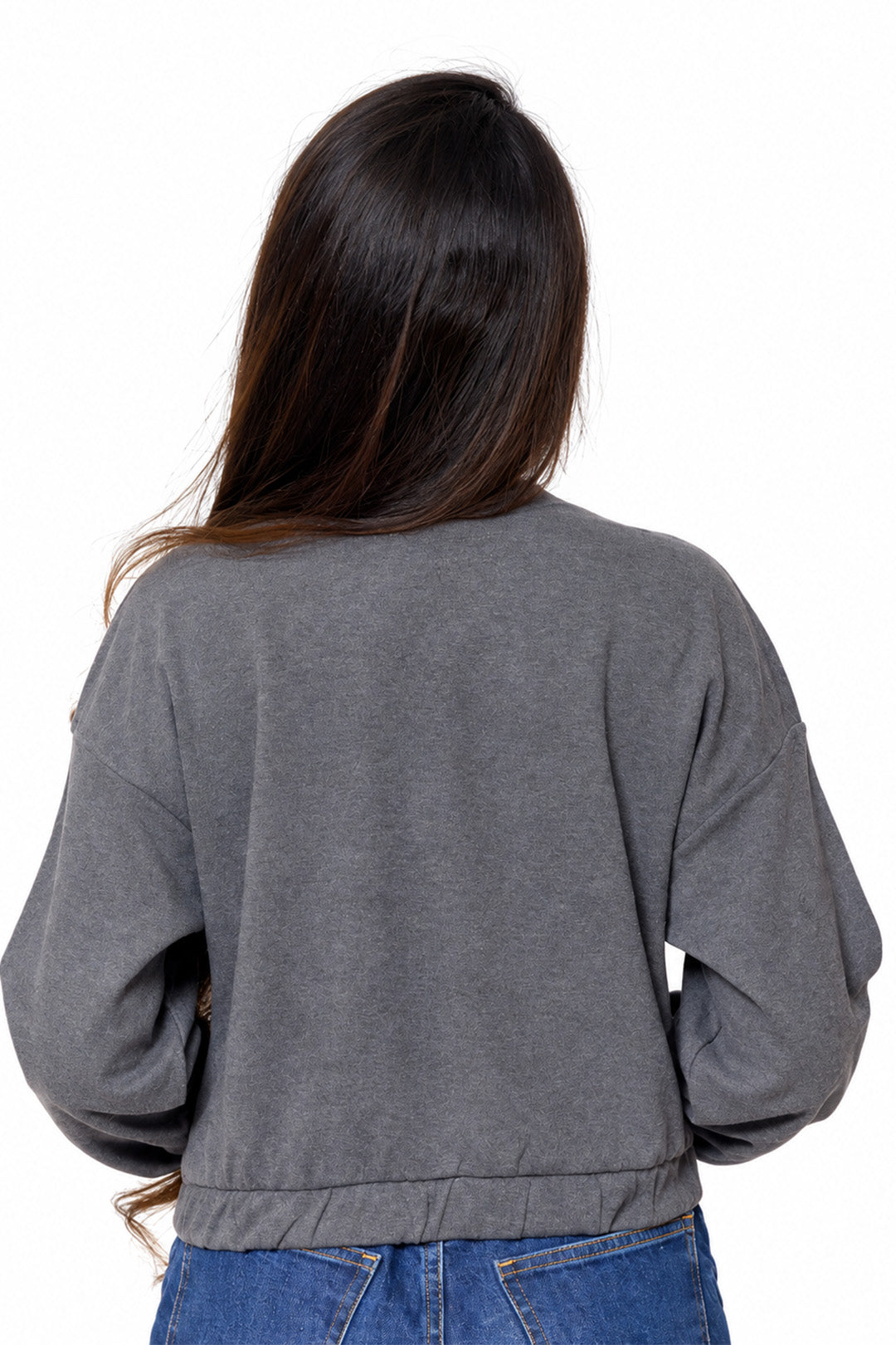 Grey Jersey Crop Shirt