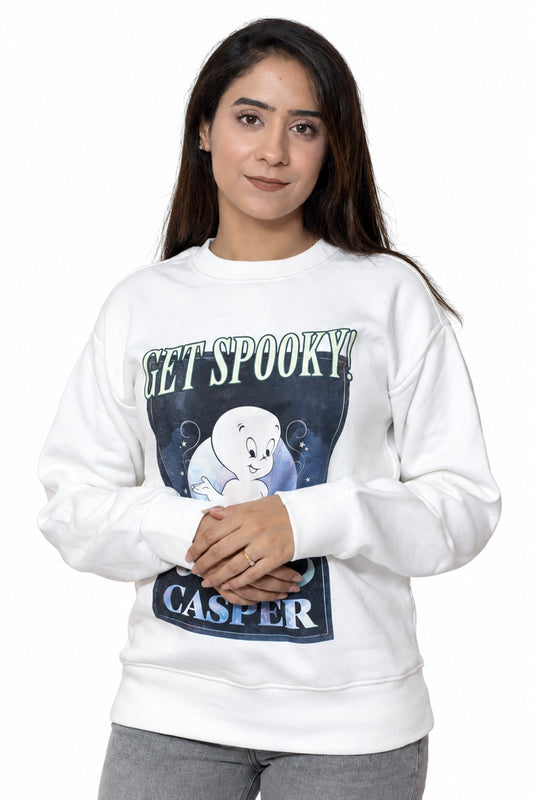 White Smooky Fleece Sweat Shirt