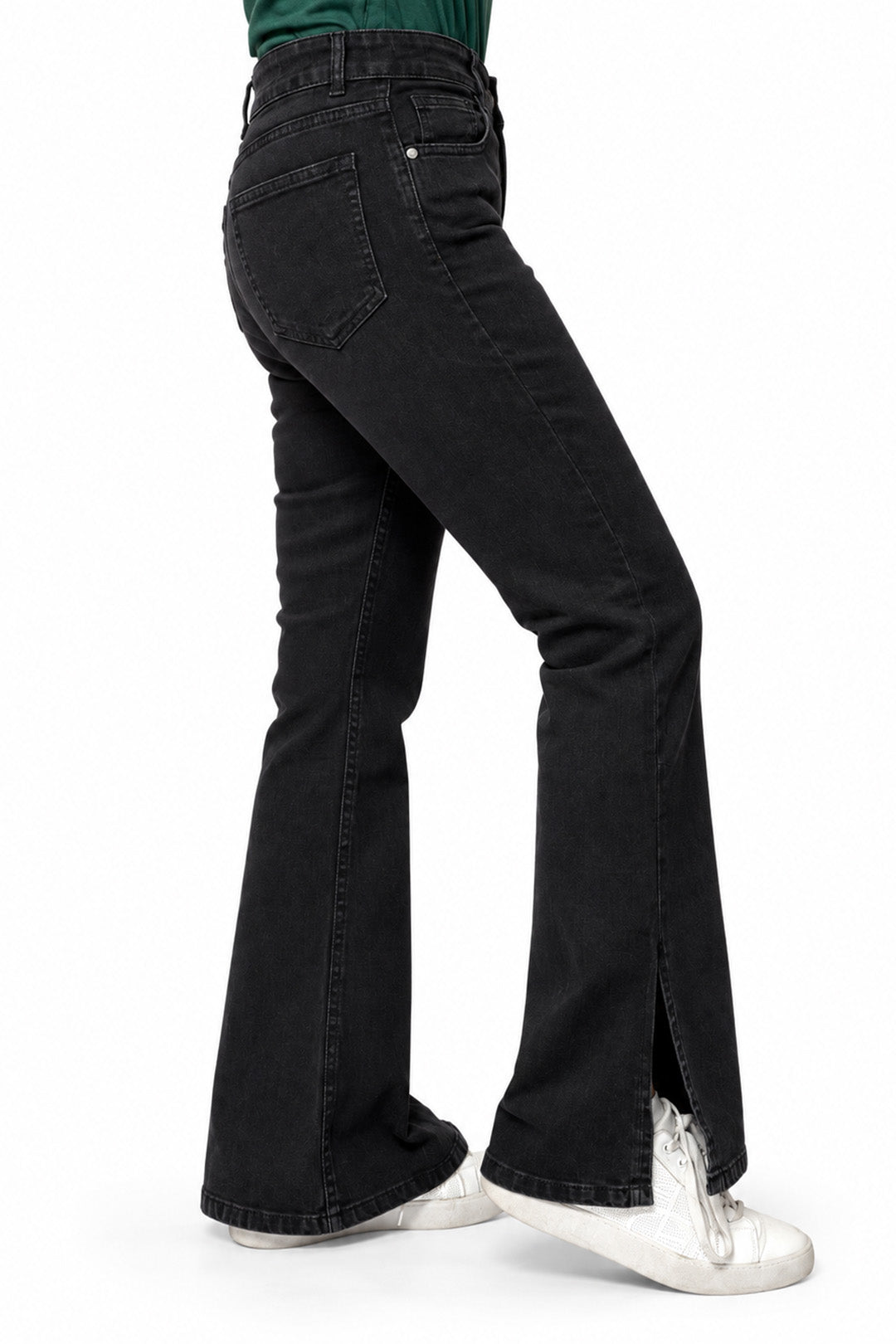 Black Bootcut With Side Cut Jeans