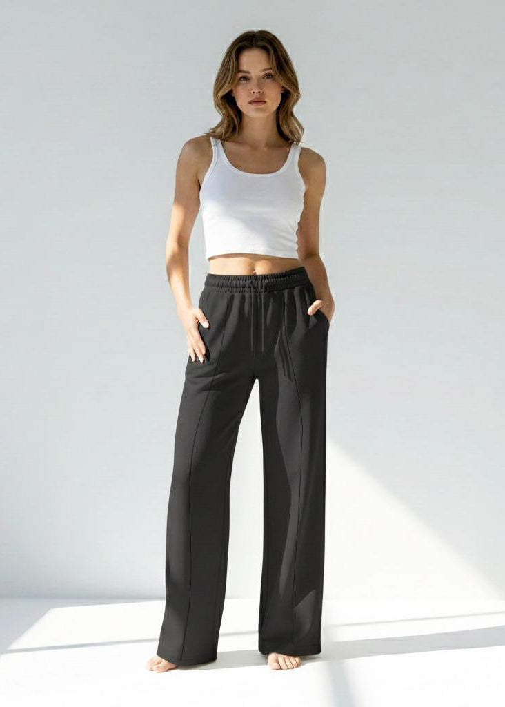Black Flare Fleece Trouser