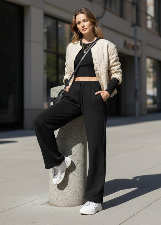 Black Flare Fleece Trouser