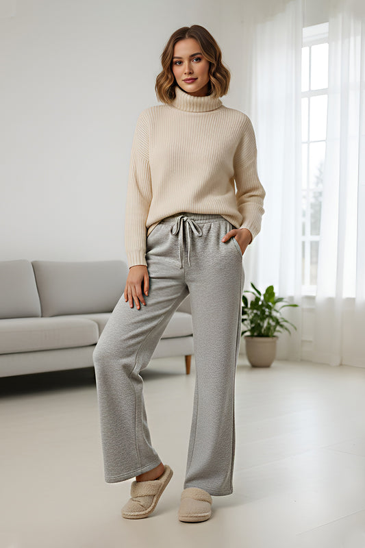 Light Grey Flare Fleece Trouser